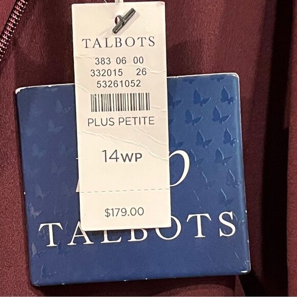 Talbots burgundy color plus size short sleeves formal dress with belt size 14WP - Picture 9 of 14